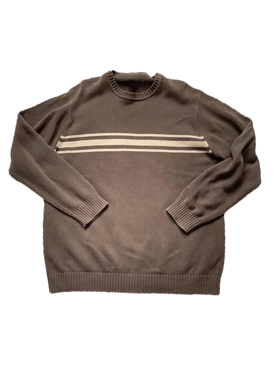 

Женский свитер в полоску, с длинным рукавом, в стиле оверсайз