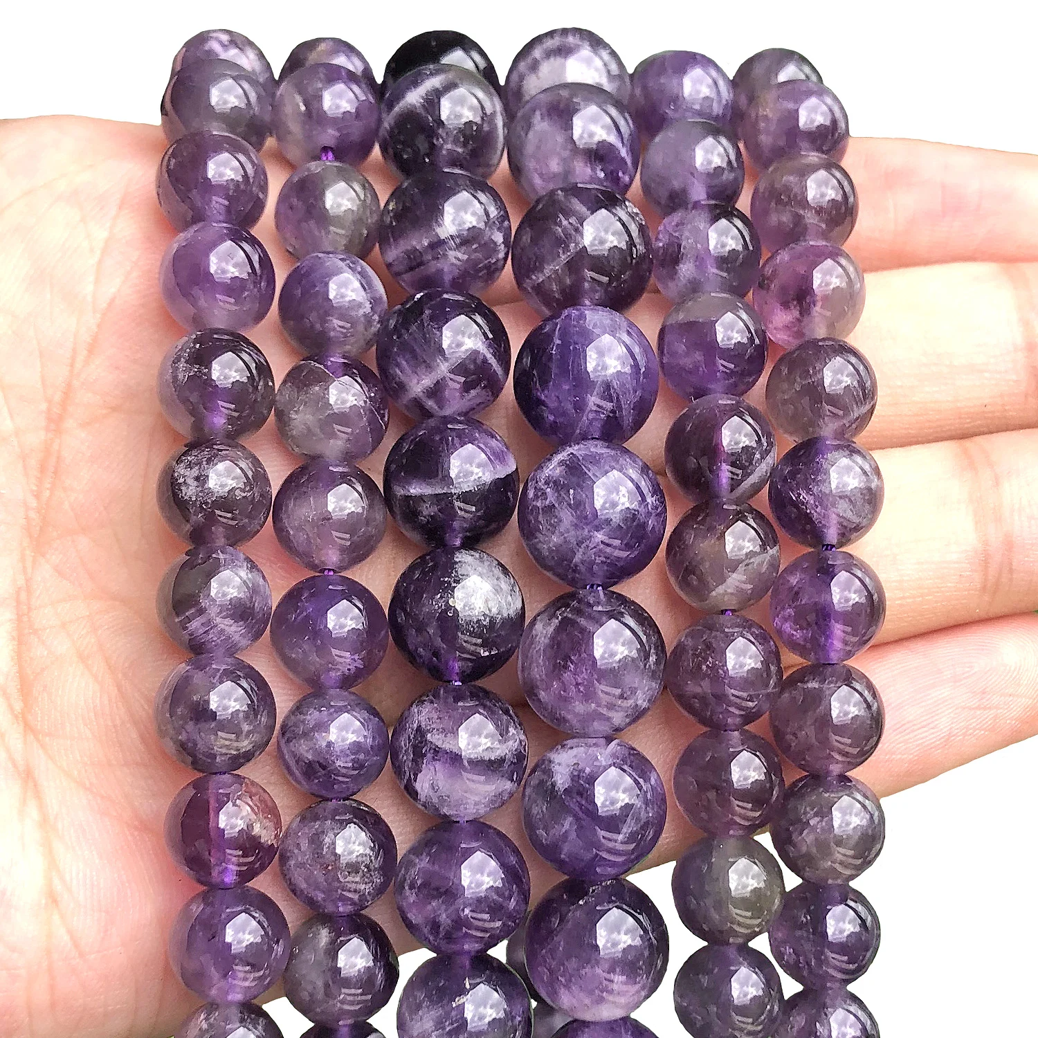 

AA+ 4/6/8/10mm Natural Flower Amethyst Stone Beads Round Loose Spacer Beads For Jewelry Making diy Bracelet Earring Jewelry