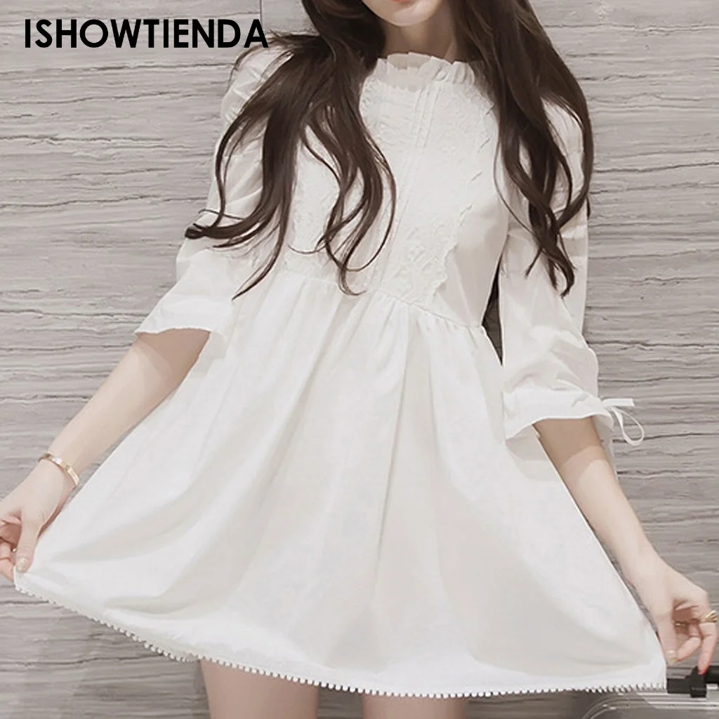 

Весенне-осеннее женское кружевное платье в японском стиле для милой девушки, Летнее белое сказочное платье в Корейском стиле