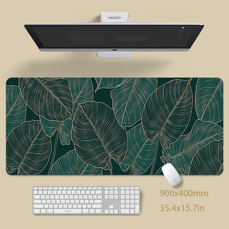 

Large Gaming Mousepads Leaf Art Mouse Pad Computer Mousemats Mouse Mat 90x40cm Desk Pad For PC Keyboard Mat Table Pad 100x50cm
