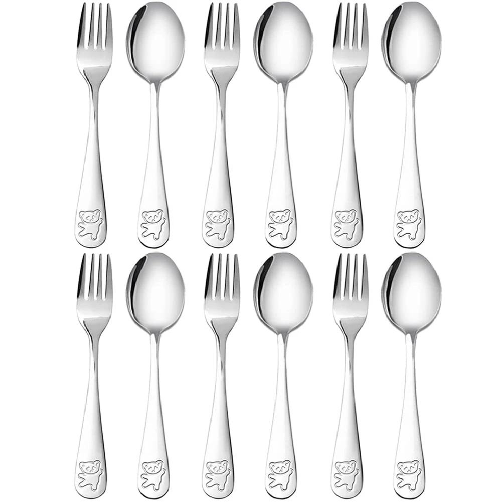 

12 шт., детские столовые приборы из нержавеющей стали