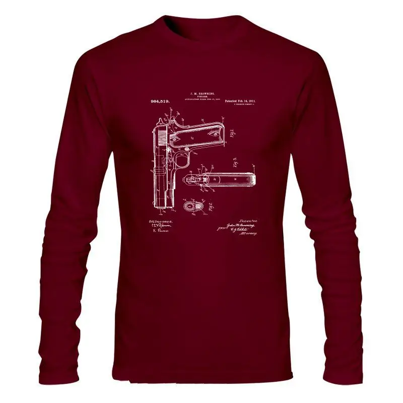 Мужская одежда новая модная летняя футболка 1911 с пистолетом полуавтоматическим