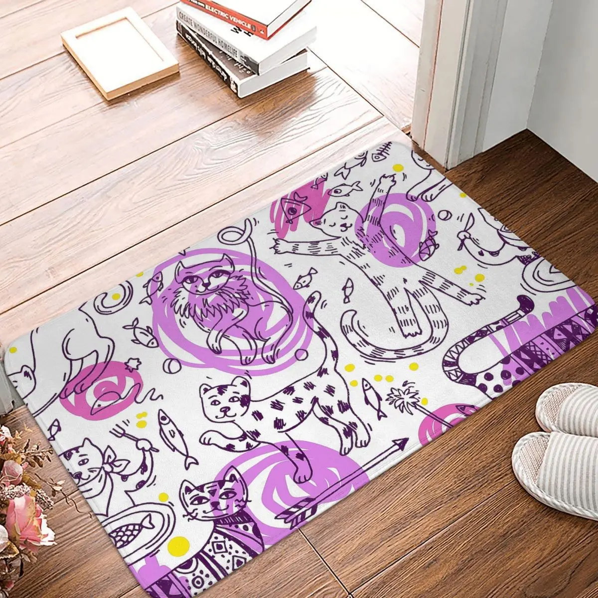 

Cat Meek Haughty Languor Vivacious Sprout Non-slip Doormat Living Room Mat Fantasy Floor Carpet Entrance Door Rug Decorative