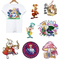 alice in wonderland iron transfer patches fusible patch on clothes disney heat transfer stickers diy casual t shirt sweatshirt