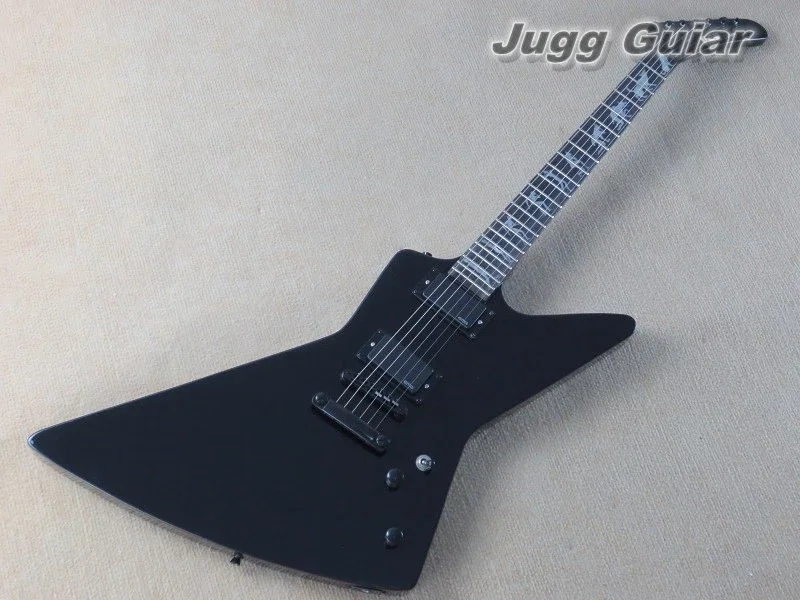 

Rhxflame Metallic Jame Hetfield Gloss Black Electric Guitar Man To Wolf Inlay China EMG Active Pickup 9V Battery Box