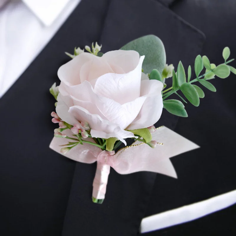 Румяна, розовая роза, цветы, Мужская бутоньерка, свадебные аксессуары для свадьбы