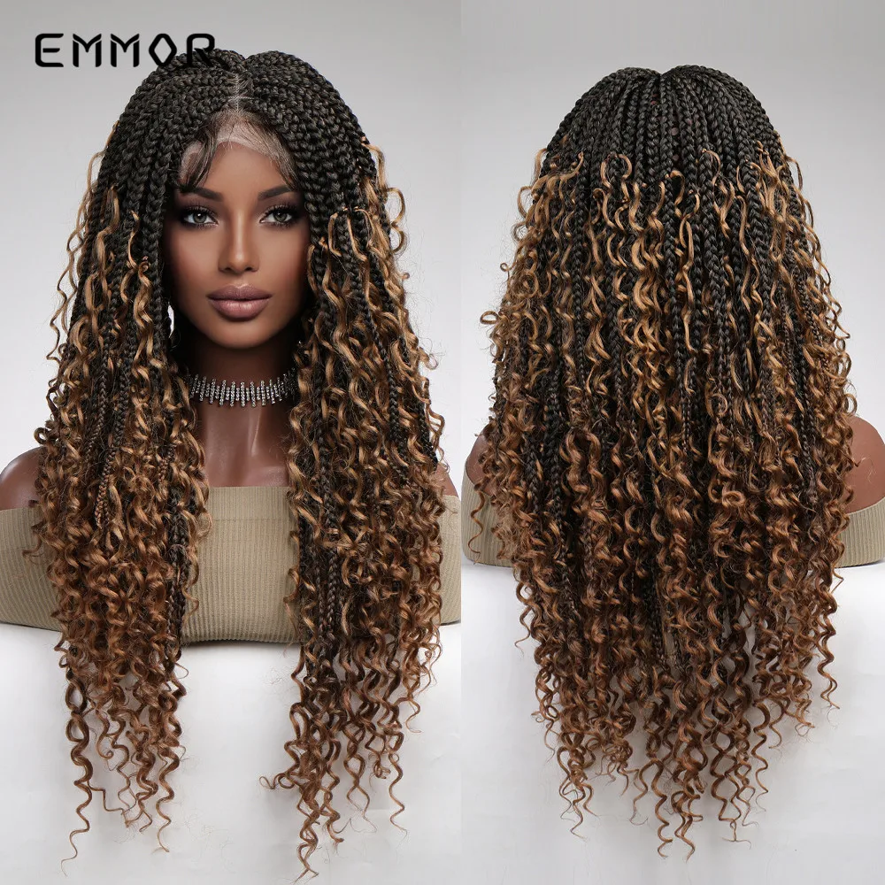 

Синтетические длинные волнистые парики Emmor с Т-образной кружевной частью, модные натуральные термостойкие парики из черных и светлых волос ...