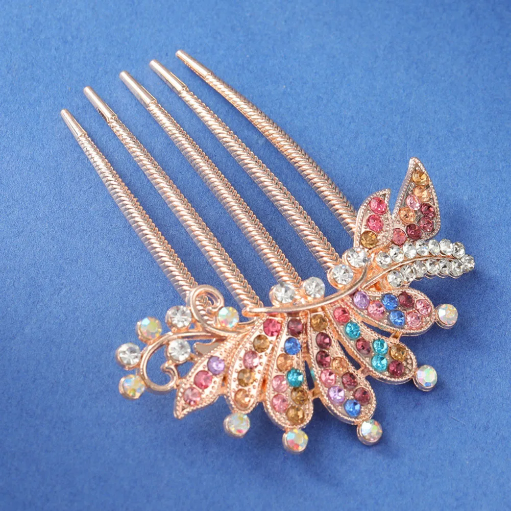 Гребень стразы для волос с пятью зубьями вставка в корону свадебный головной