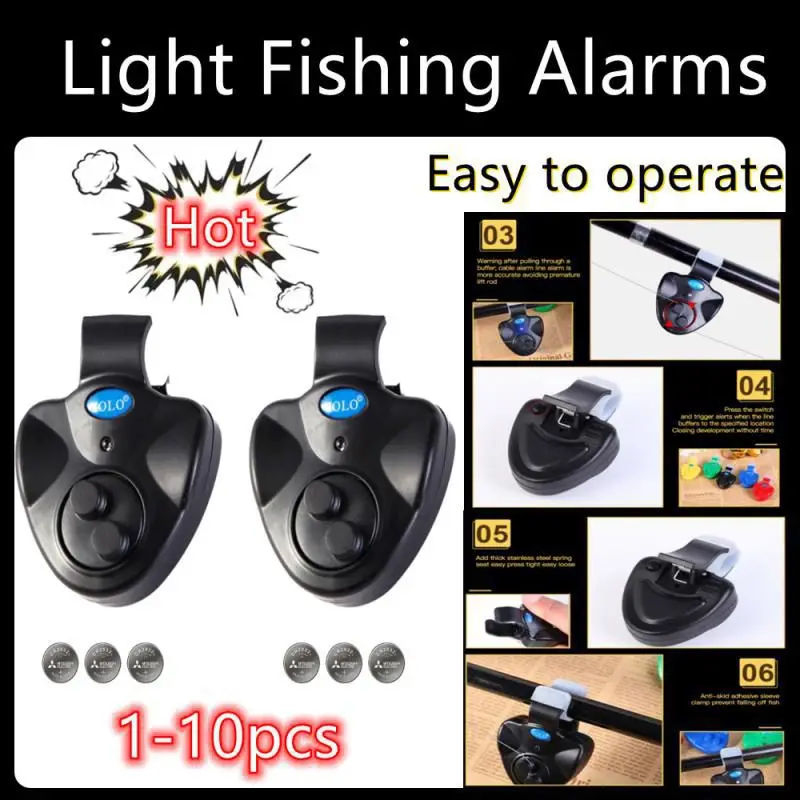 

1-10Pcs LED Light Fishing Alarms Portable Carp Bite Alarm Fishing Line Gear Alert Indicator Buffer Fishing Rod Loud Alarm