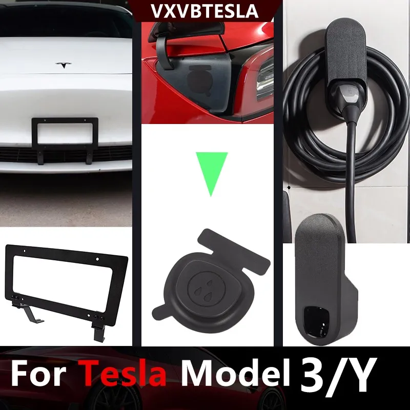 

US Standard Charging Cable Holder For Tesla Model 3 Y Charging Port Dust Plug License Plate Holder American Standard Accessories