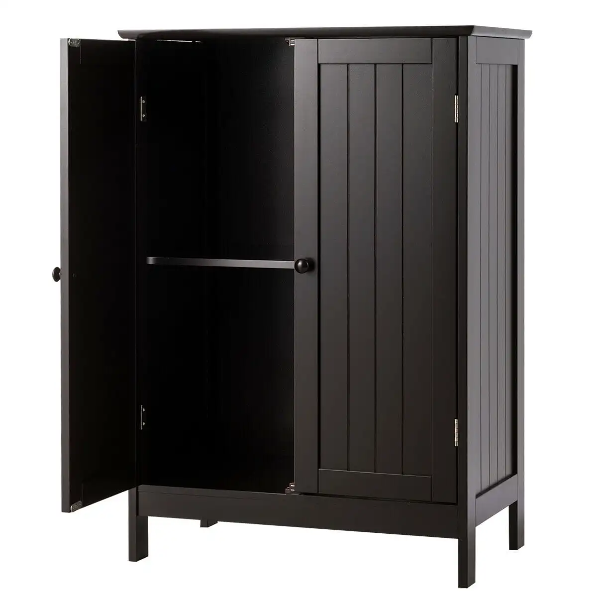 

NONE Bathroom Floor Storage Cabinet Double Door Kitchen Cupboard Shoe Brown