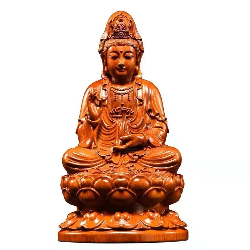 

Резьба по дереву фигура Гуаньинь Bodhisattva маленькая статуя Будды эстетический декор комнаты украшения для дома