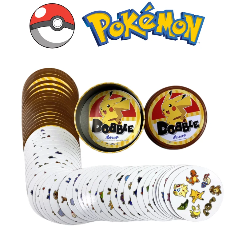 

27 Styles Dobble Spot It Pokemon Colorful Metal Box Game Cards Anime Figure Pikachu Toy Family Companionship Kids Puzzle Game