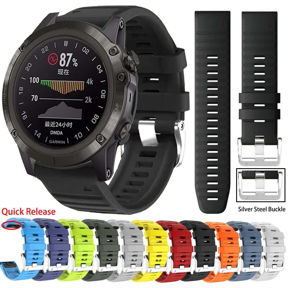 

Quick Fit Sports Silicone Watch Band For Garmin Fenix 7 7X 6 6X/5 5X Puls 3HR Epix Gen 2 955 Strap 26 22mm Bracelet Accessories
