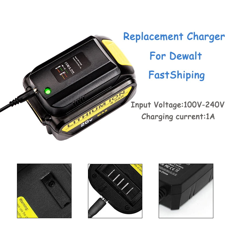 

Replacement Charger For Dewalt 14.4V/20V DCB115 DCB112 Lithium Battery Charge for DCB107 DCB115 DCB112 DCB143 DCB206