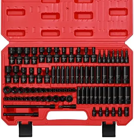 

Pcs 3/8" Drive Socket Set, SAE&Metric Standard,Deep,Swivel Sockets,Cr-MO Steel, Includes Star and Inverted Star Socket