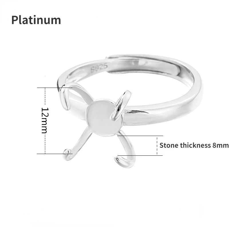 S925 Sterling Silver Ring Empty Set Female 18K Gold Wax Amber Turquoise Shaped Ring Empty DIY Jewelry Making Accessory Wholesale