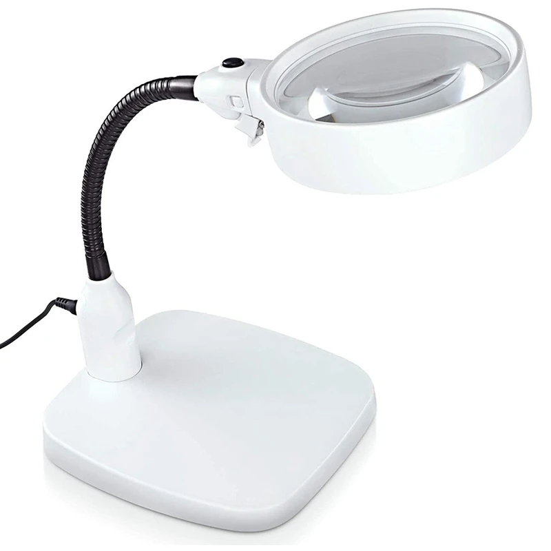 

AT14 10X Magnifying Lamp Magnifying Glass With Light And Stand Hands Free Folding With 6 LED Lamp Magnifying Glasses