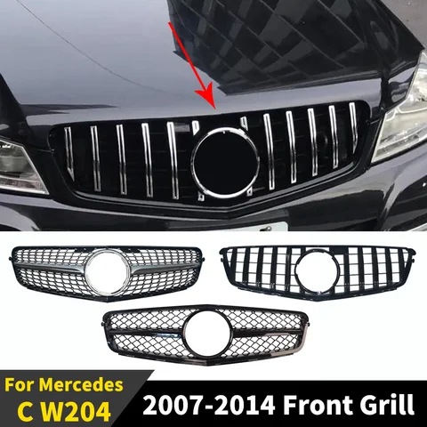 Решетка переднего бампера Racing Hood Grill Body Kit для Mercedes Benz C W204 C204 S204 Coupe C43 2007-2014 C200 C250 C180 C43 C300