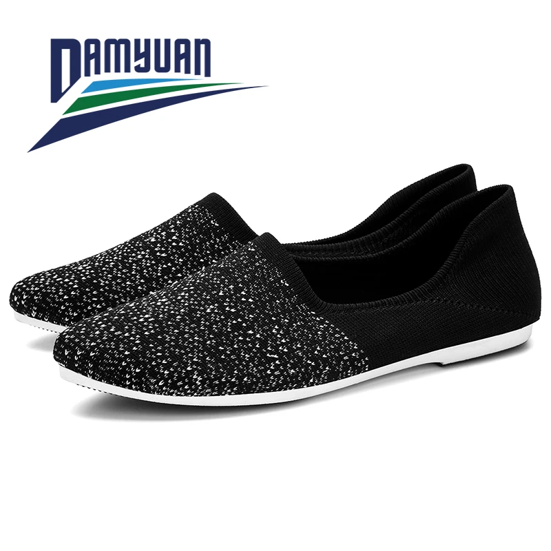 

Damyuan Knitted Flat Shoes for Women Casual Shoe with Vulcanized Laces Soft and Breathable Mesh Women Shoes Korean Style Women