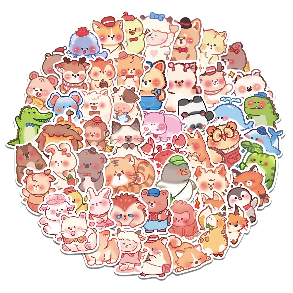 

10/30/50PCS Cartoon New Colorful Cute Animal Personality Creative Sticker Laptop Phone Guitar Car Waterproof Sticker Wholesale