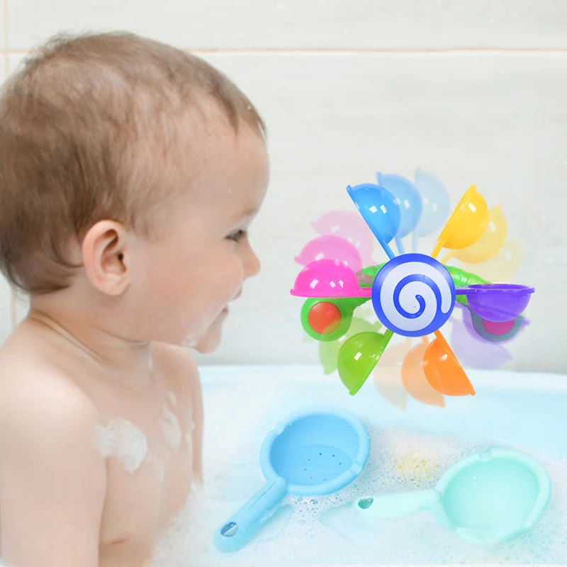 

Baby Bath Toys Colorful Waterwheel Bathing Sucker Bathtub Water Spray Play Set Shower Sprinkler Toy For Kids Toddler Children
