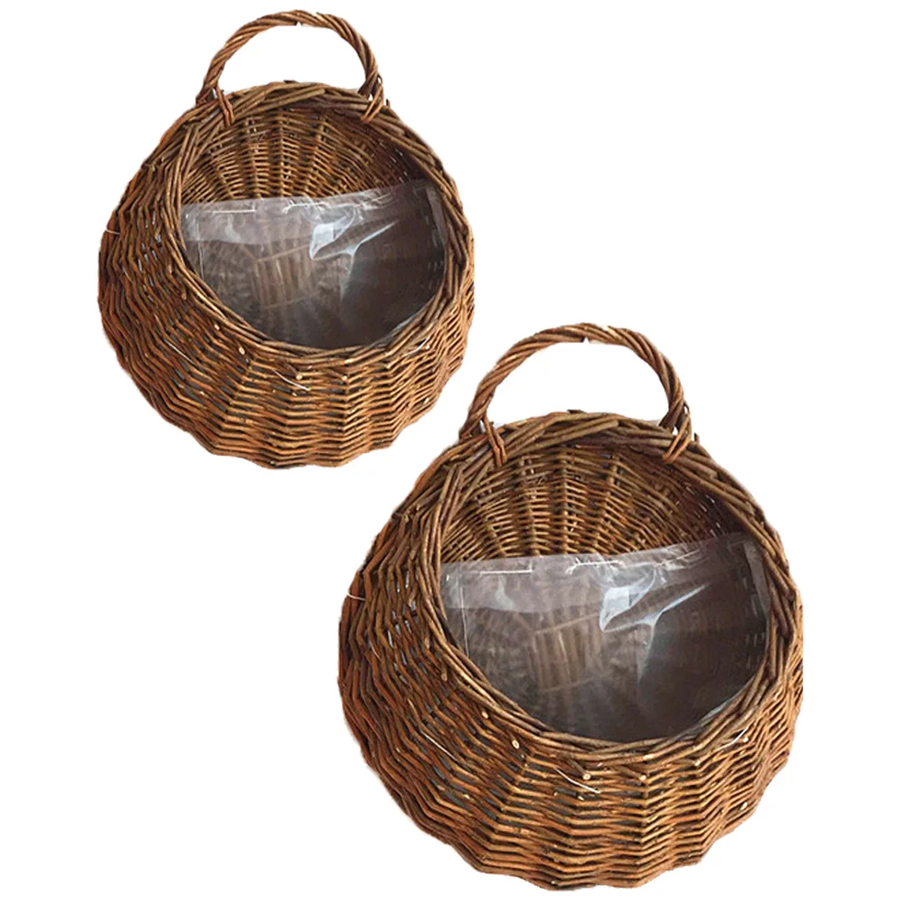 

Basket Flower Hanging Wall Rattan Baskets Woven Storage Wicker Pot Planter Seagrass Flowerpot Container Fruit Egg Straw Indoor