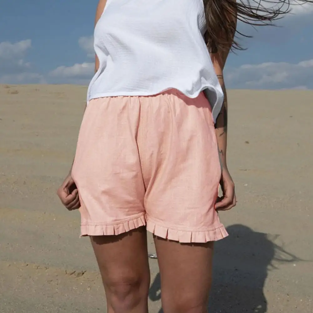 

Short Pants Simple Shorts Easy to Match Shirring Decor Women Shorts