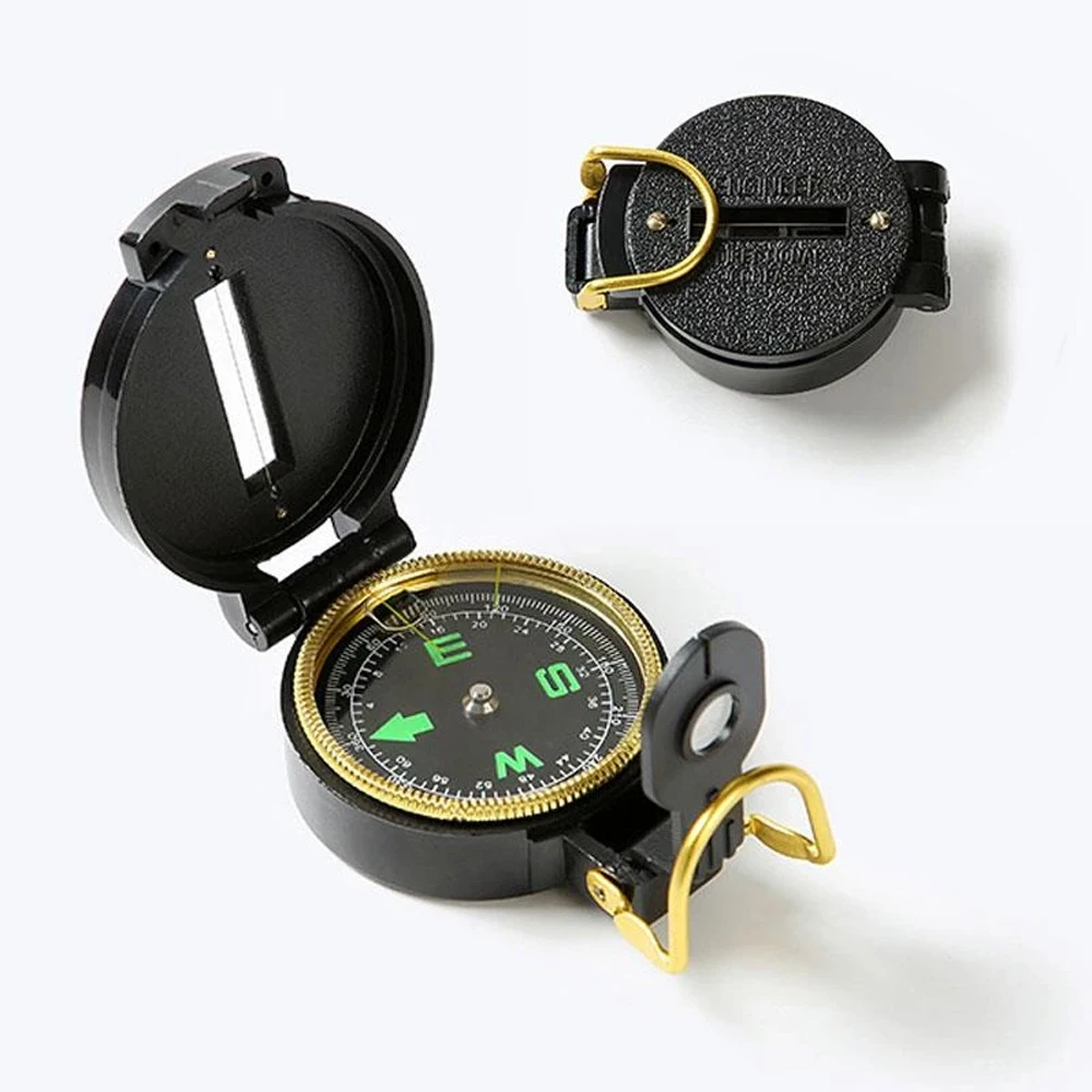 

Portable Camping Compass Military Outdoor Folding Len Compass Army Green Hiking Survival Trip Precise Navigation Expedition Tool