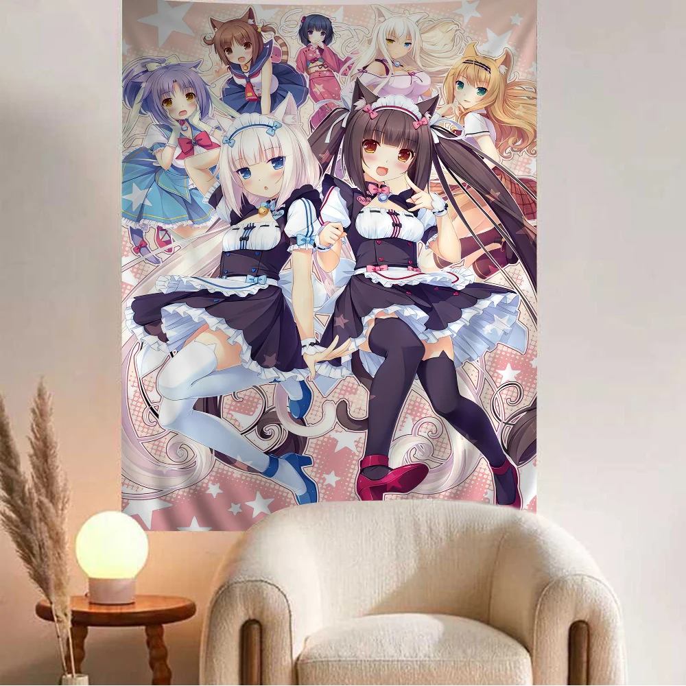 Аниме Nekopara хиппи настенные гобелены для гостиной домашний декор в общежитии