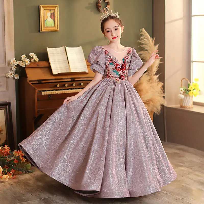 

Kids Girls Wedding Evening Party Bridesmaid Long Prom Gown Dress Children Clothes Teenager New Year Princess Costume Dresses L30