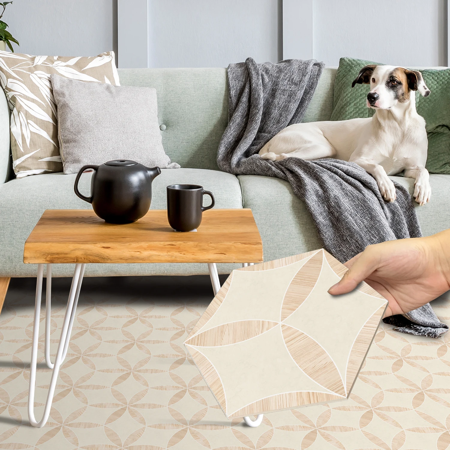 

Funlife® Wood Petal Thick Plus Ground Stickers Hexagon Floor Stickers Waterproof Anti-Slip Removable Bathroom kitchen Home Decor