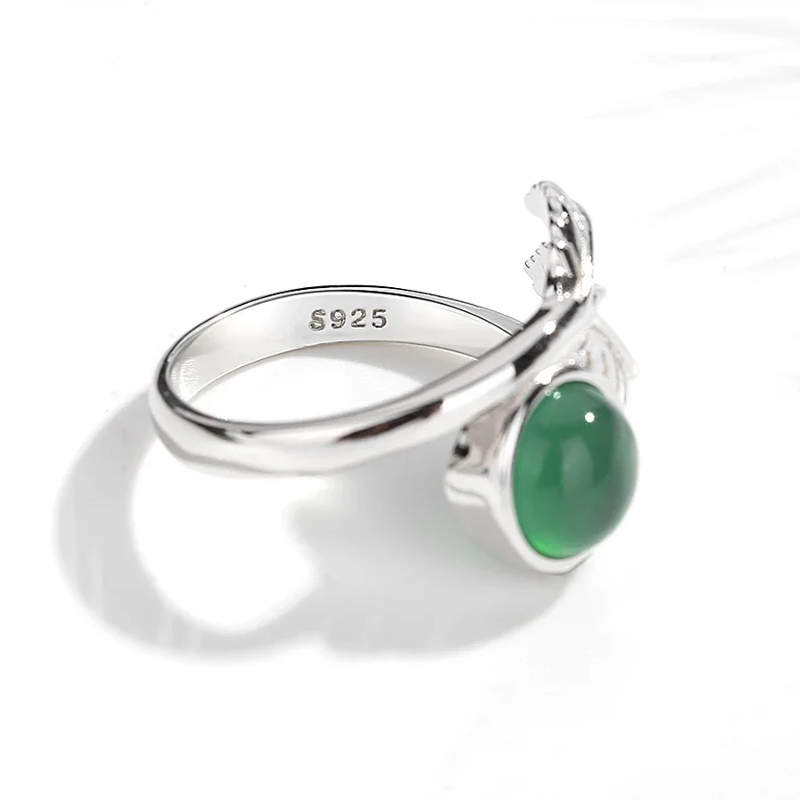 TONGZHE кольца из стерлингового серебра 925 пробы для женщин изумрудный лист розовый