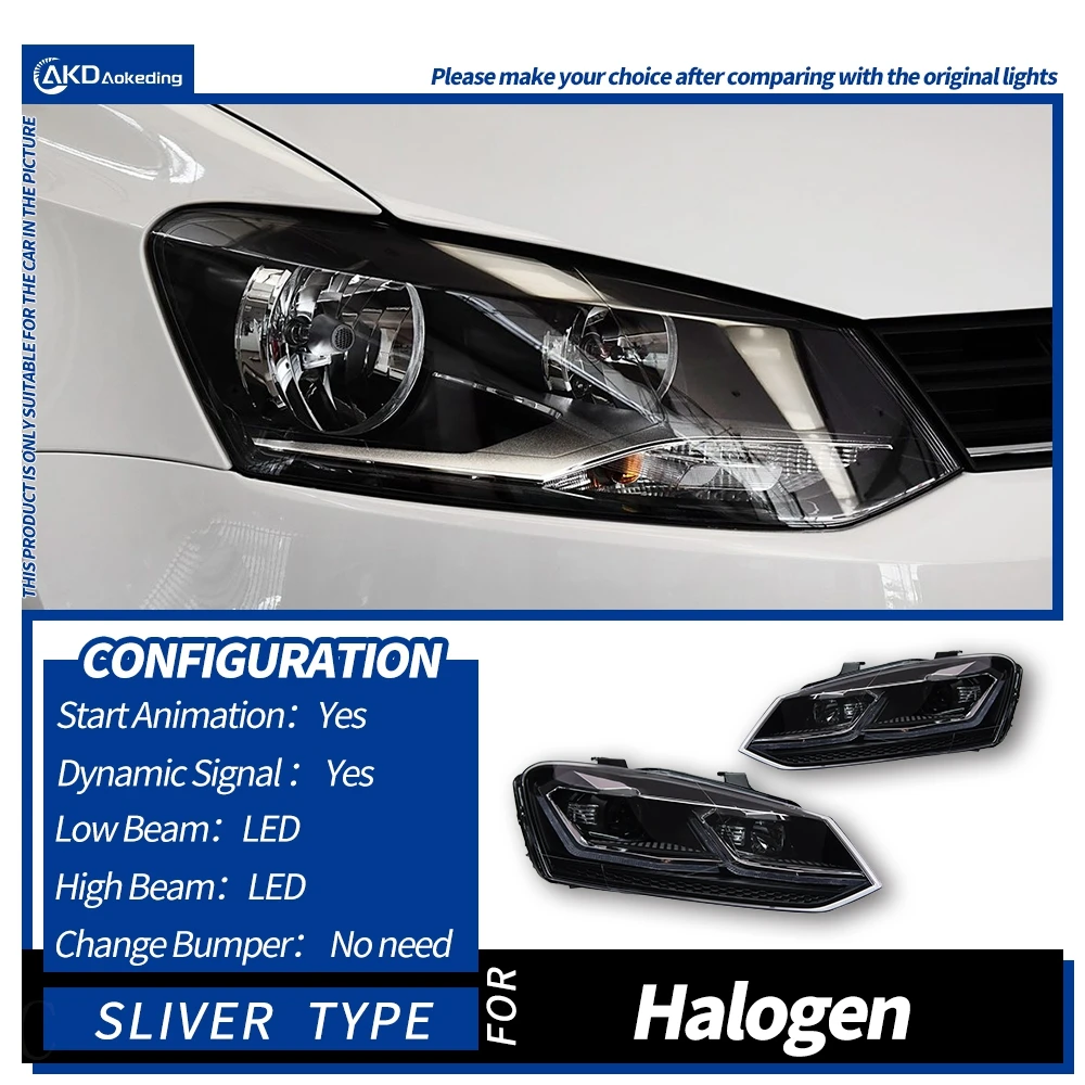 AKD Стайлинг автомобиля для VW Polo фары 2011-2018 поло светодиодные фары фары ангельские глазки аксессуары