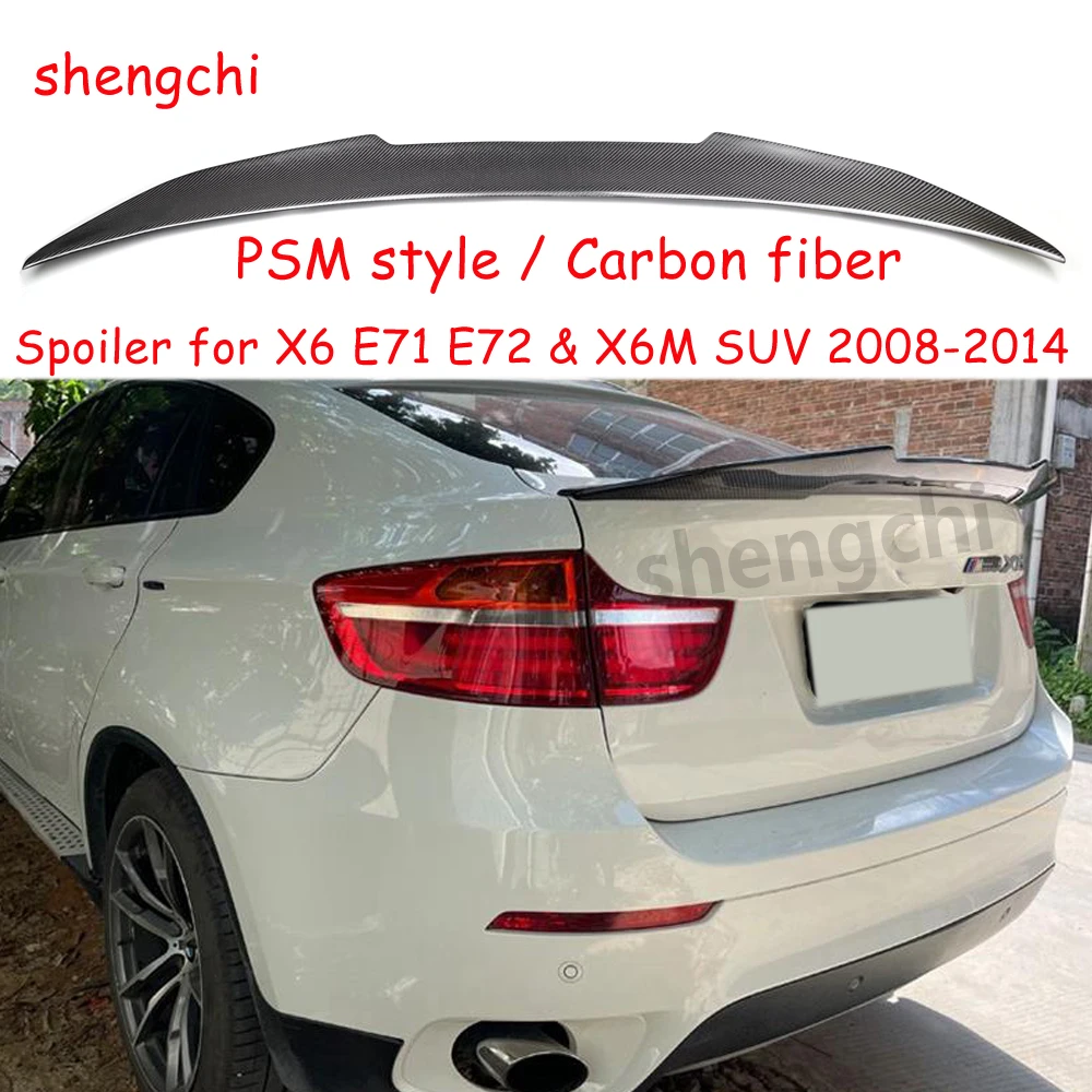 

E71 PSM Style Carbon Fiber / FRP Car Rear Spoiler Wing Trunk Lip For BMW E72 X6 & X6M SUV 2008-2014 Rear Trunk Spoiler Boot Wing