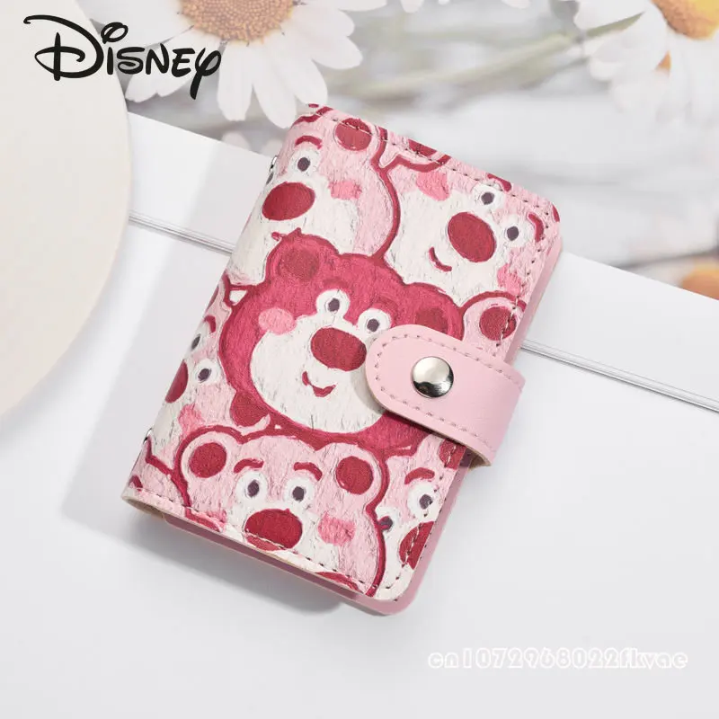 Disney Strawberry Bear New Multifunctional Card Bag Large Capacity Multi Slot Card Holder Cartoon Cute Women's Bank Card Bag