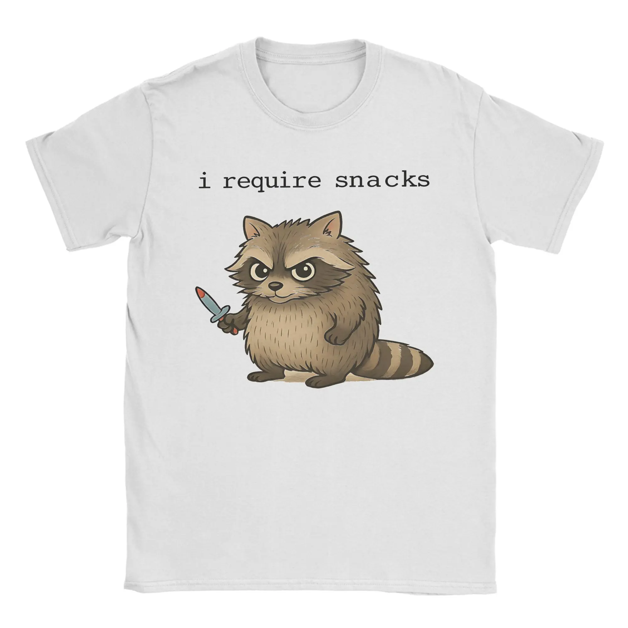 Фото Мужские футболки I Require Snacks Raccoon, винтажные хлопковые футболки с короткими рукавами, одежда с круглым вырезом, 4XL 5XL №1