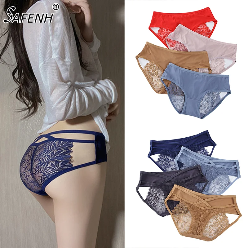 

Sexy Lingerie Women's Panties Lace Underwear Pant Ladies Cross Strap Lace Lingerie Women G String Thong Solid Color Briefs