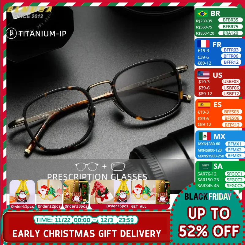 BLMUSA мужские классические очки для дальнозоркости из чистого титана с защитой от