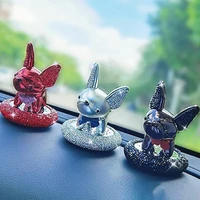 car ornament swing doll metal french bulldog with solid diamond perfume purified the car inside air condition nice car gifts