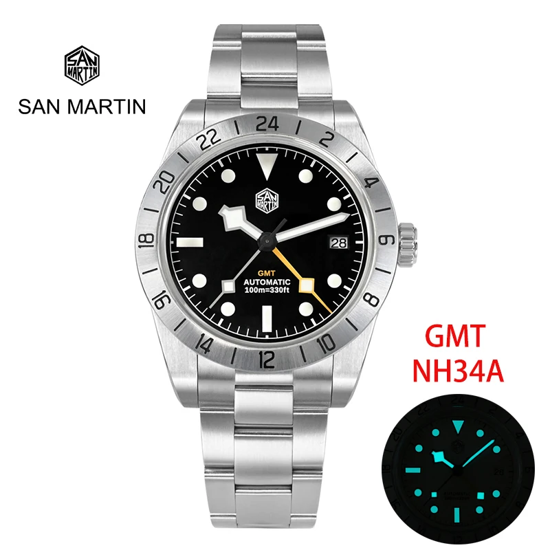 

San Martin 39mm Vintage BB GMT Chronometer Luxury Men's Watches Sapphire Crystal BGW9 NH34A Mechanical Automatic Watch 10Bar