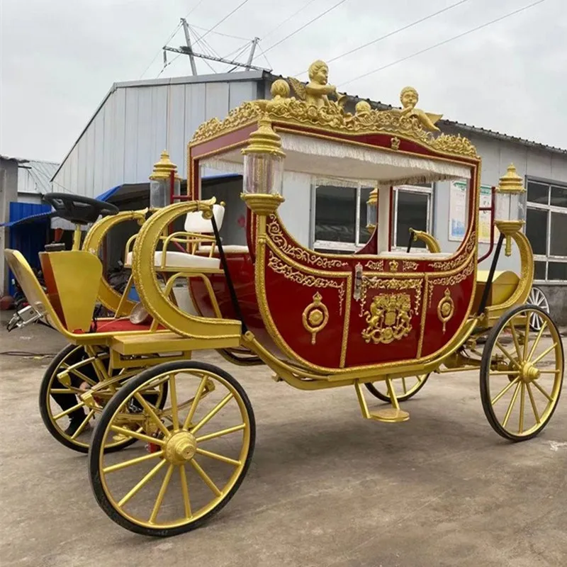 Royal Luxury Double-row Horse Drawn Carriage Trailer For Sale Wedding Electric Children