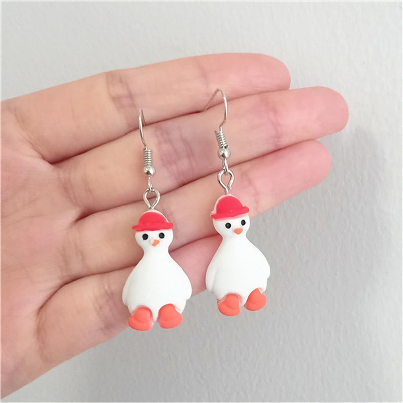 

Cute Duck Earrings, Cool Girls Earrings, Resin Duck Earrings, Duck Charm, Creative Birthday Gift for Her
