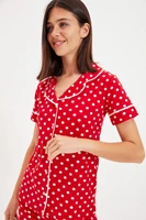 trendyol polka dot knitted pajamas set thmaw22pt0690