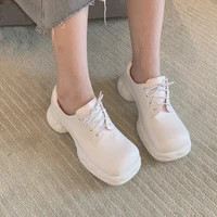 loafers women casual creepers punk shoes white platform bitish style 2022 thick soled fall lace up ladies lazy chunky black shoe