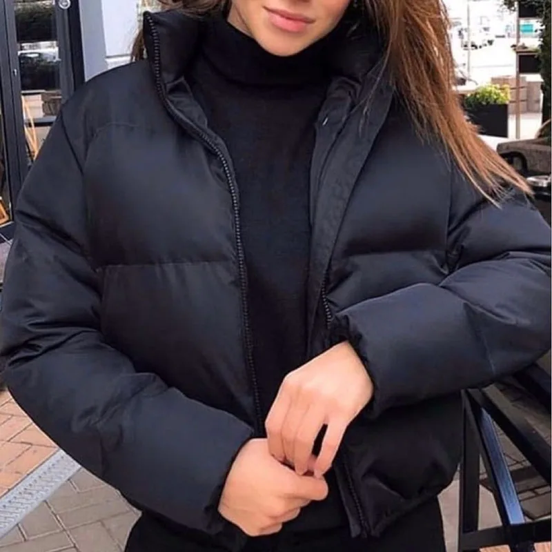 Fashion Puffer Jacket Women Winter Short Jackets Bubble Coat Stand Collar Solid Autumn Casaco Feminino Invern