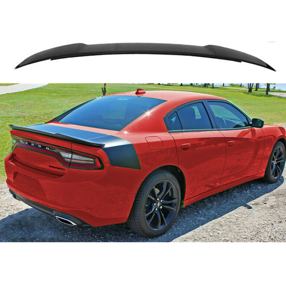 

For 2011-2018 Dodge Charger SRT Rear Spoiler Wing Lip Hellcat Style Gloss Black Carbon fiber look