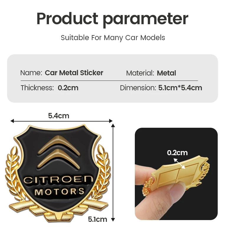 2Pcs Auto Badge Body Trunk Decoration Metal Car Emblem Styling Stickers For Citroen C4 C1 C5 C3 C6 C8 DS Berlingo Accessories - купить по