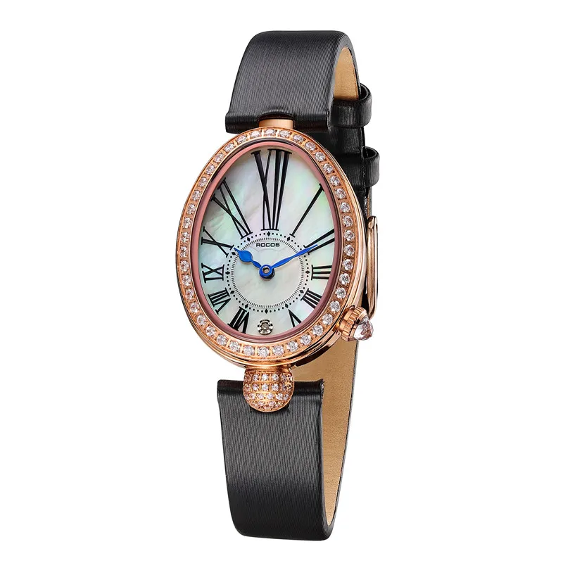 ROCOS Women Casual Leather Quartz Wristwatch Luxury Analog Watch Brand Quartz Watch Simple Fashion Diamond Watch R0233