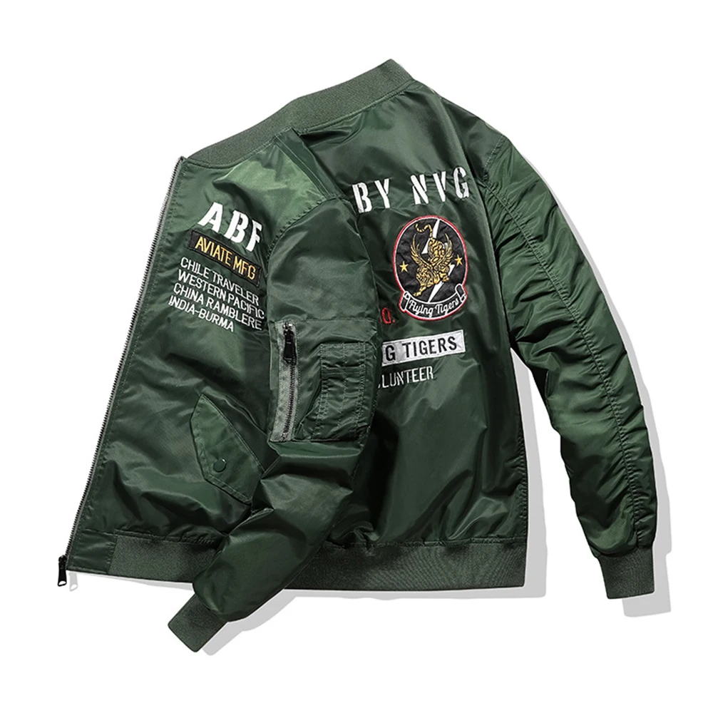 

KOODAO Men Clothing Fashion Casuals Plus size Bomber Jacket Polyester for Spring and Autumn,Black/Green